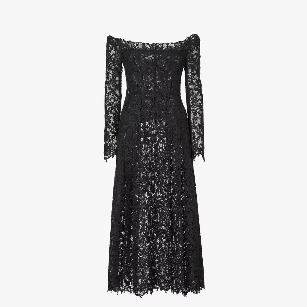 Black macramé lace dress