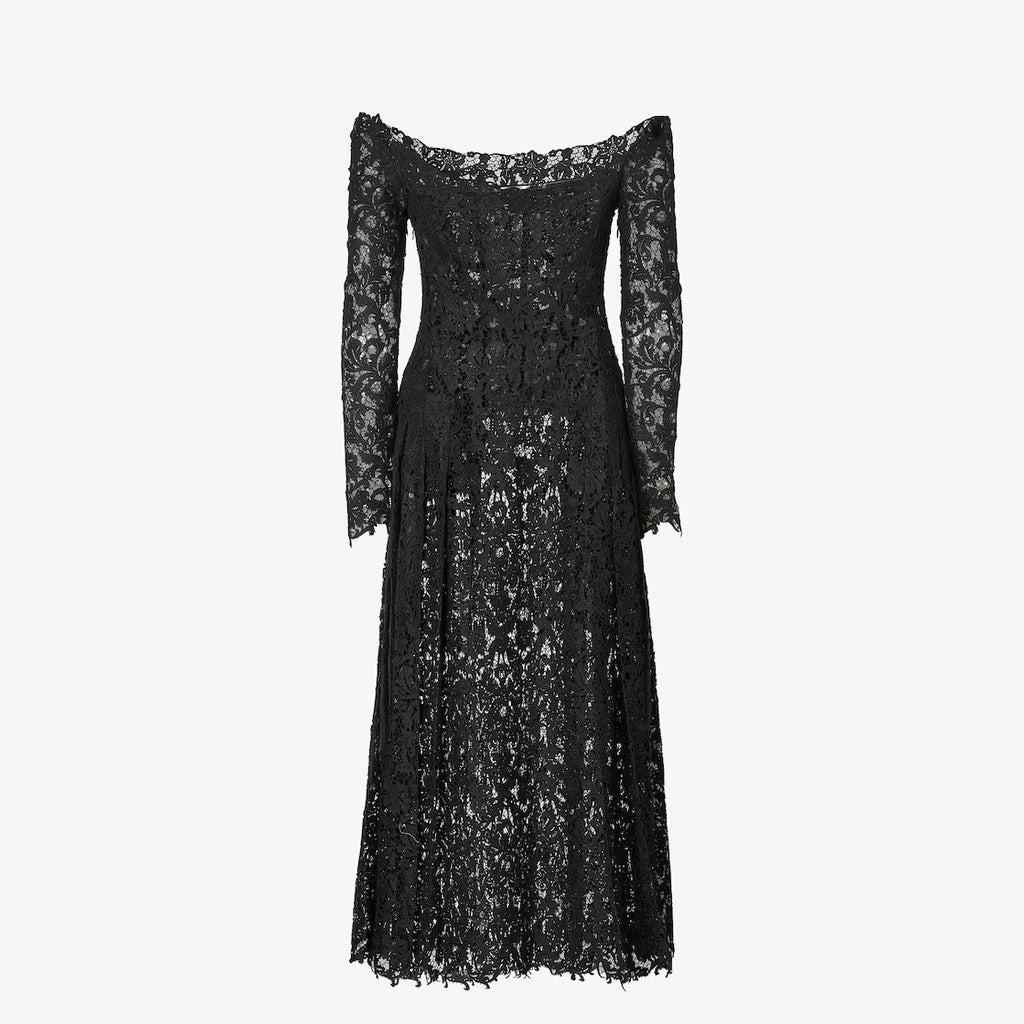 Black macramé lace dress