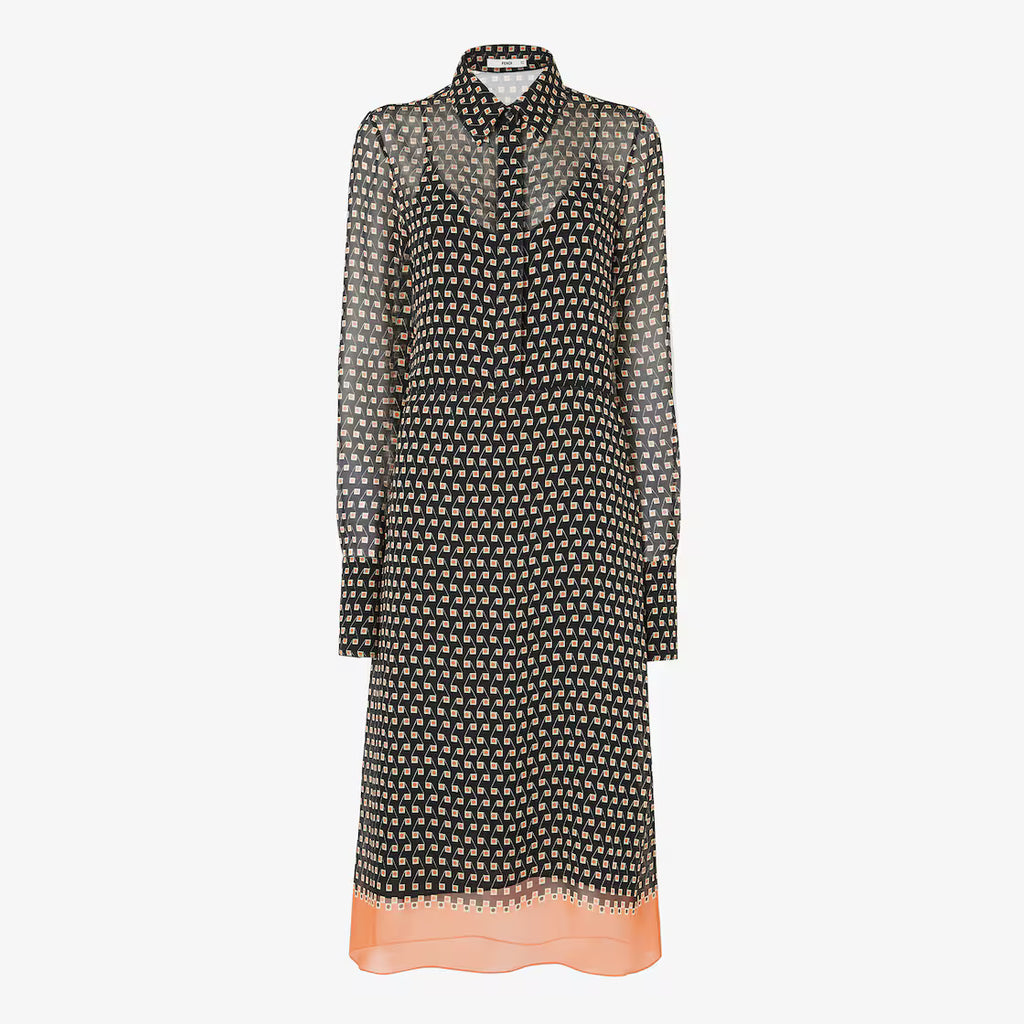 Black printed silk dress