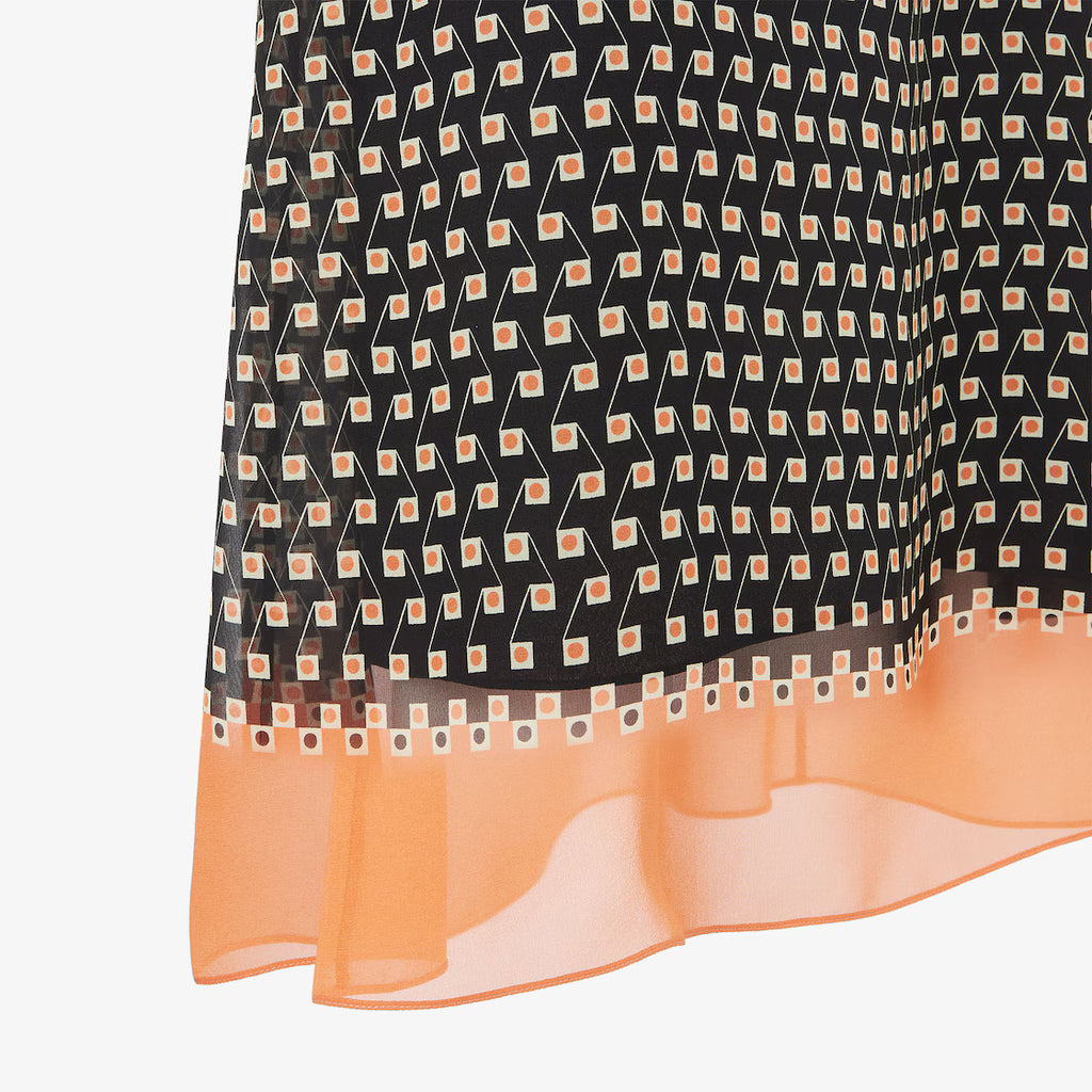 Black printed silk dress