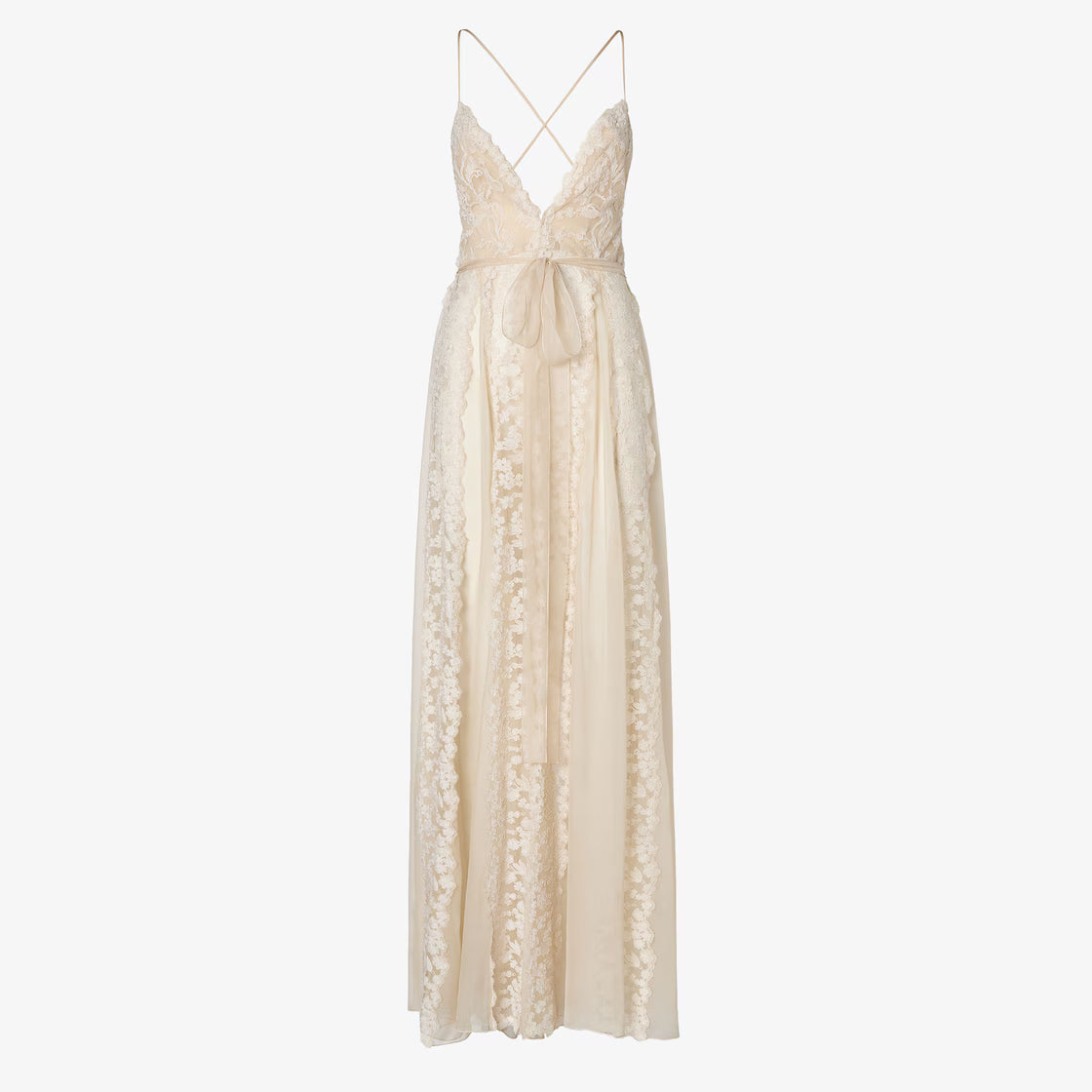 Ivory chiffon and Peonia lace dress