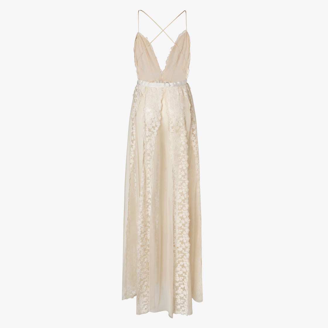 Ivory chiffon and Peonia lace dress
