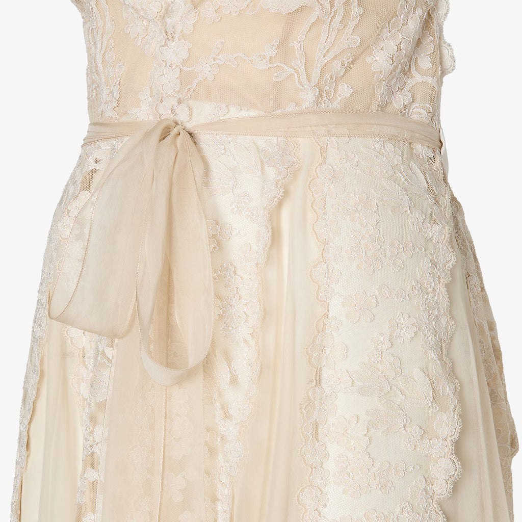 Ivory chiffon and Peonia lace dress