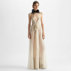Ivory chiffon and Peonia lace dress