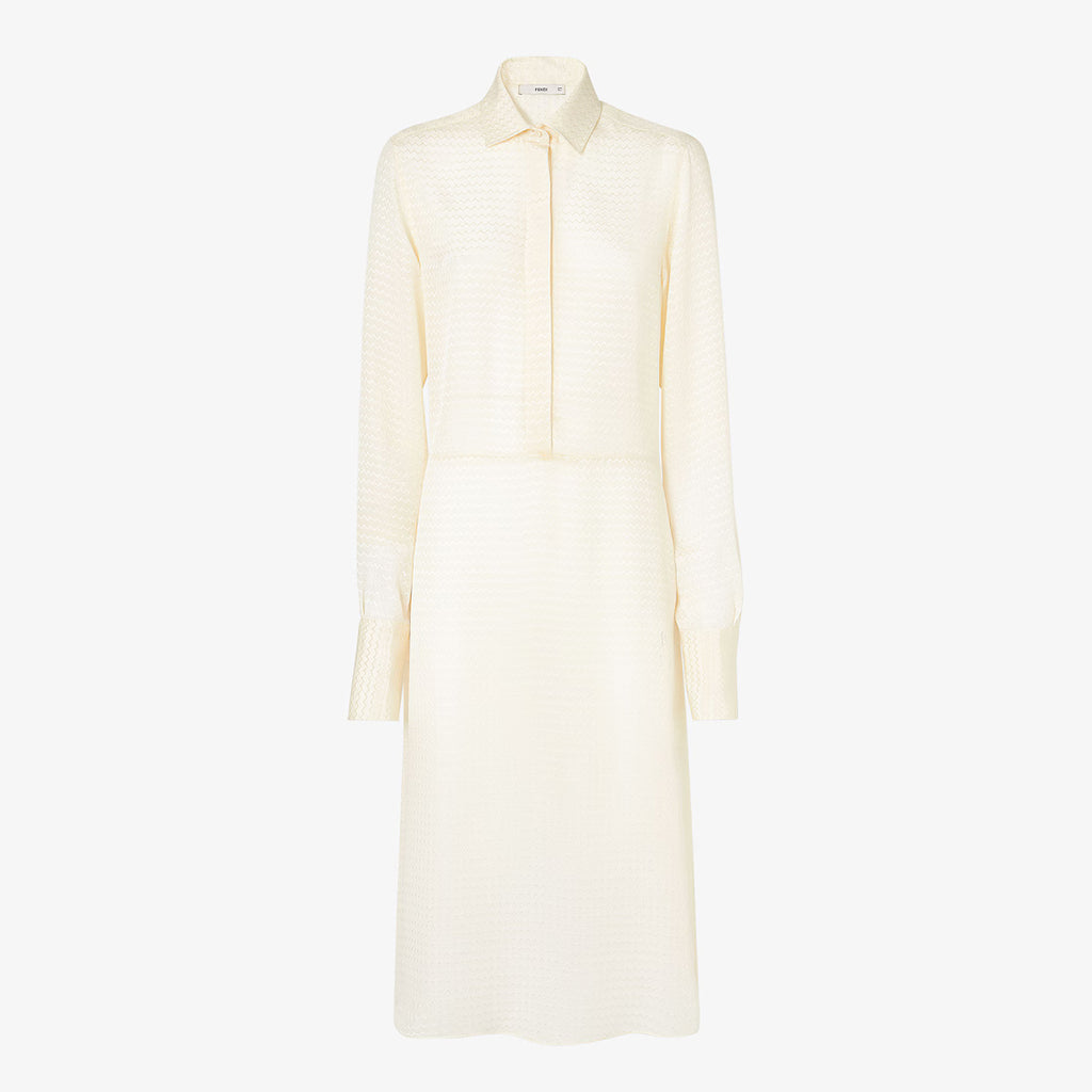 Ivory silk jacquard dress