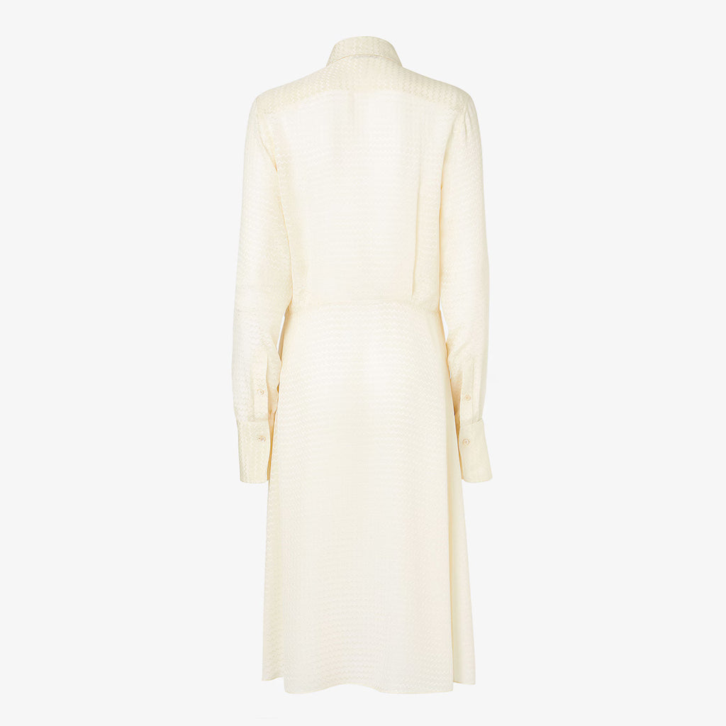 Ivory silk jacquard dress