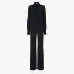 Black silk cady jumpsuit
