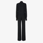 Black silk cady jumpsuit
