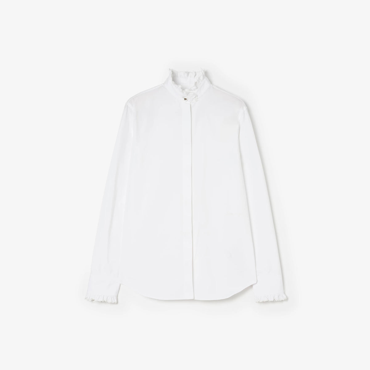 Classic Fit Ruffled Cotton Poplin ShirtPrice undefined Optic white RUNWAY DELUXE