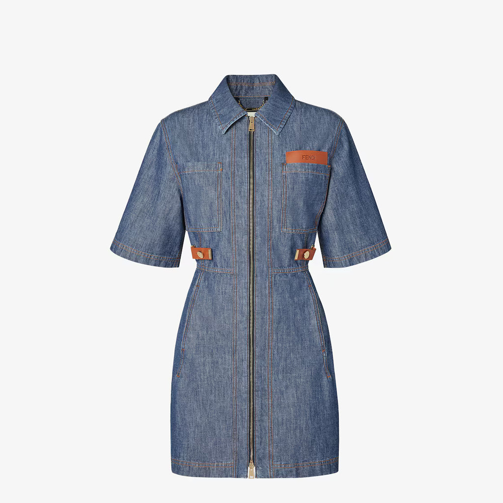 Navy blue chambray dress