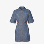 Navy blue chambray dress