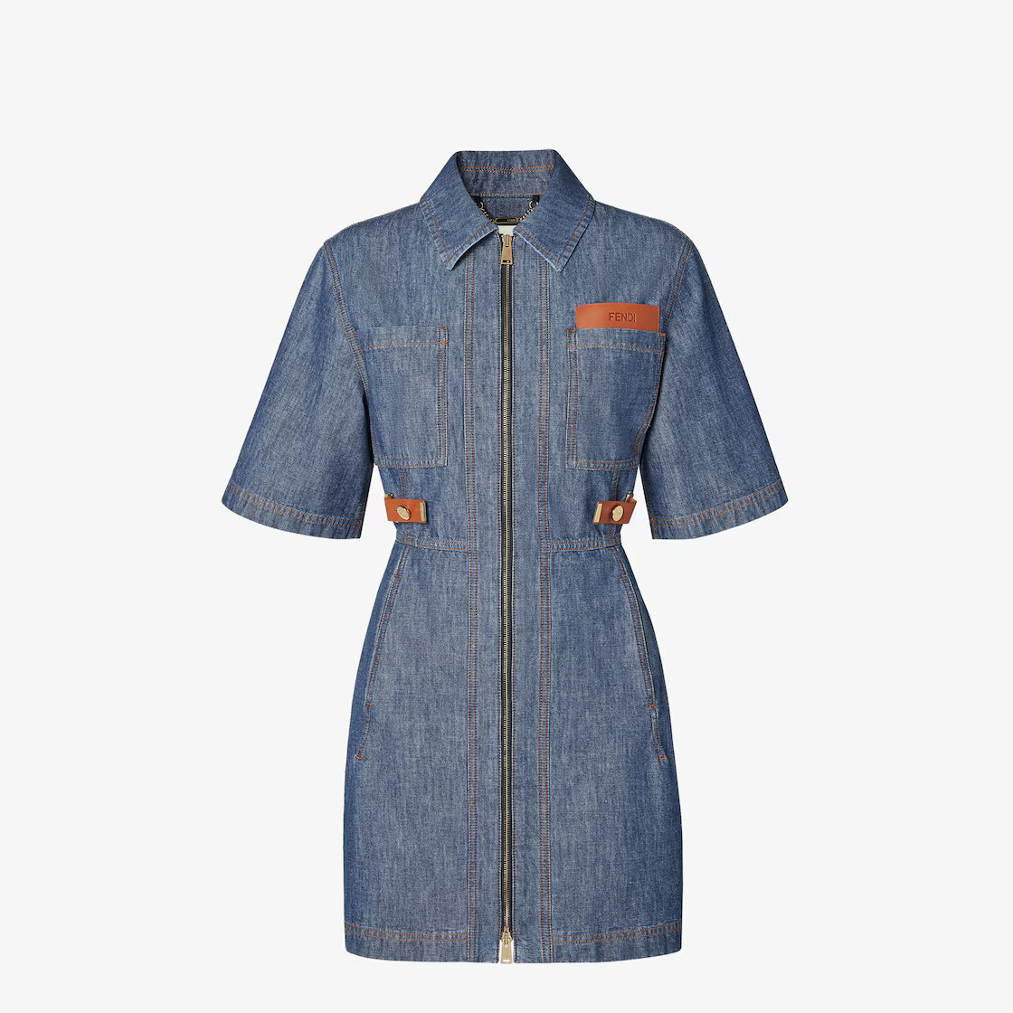 Navy blue chambray dress