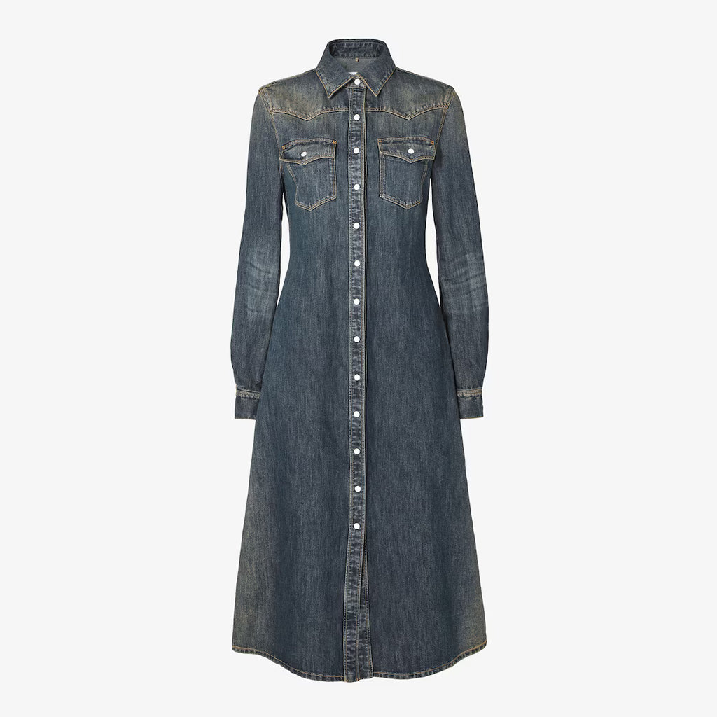 Blue washed denim dress