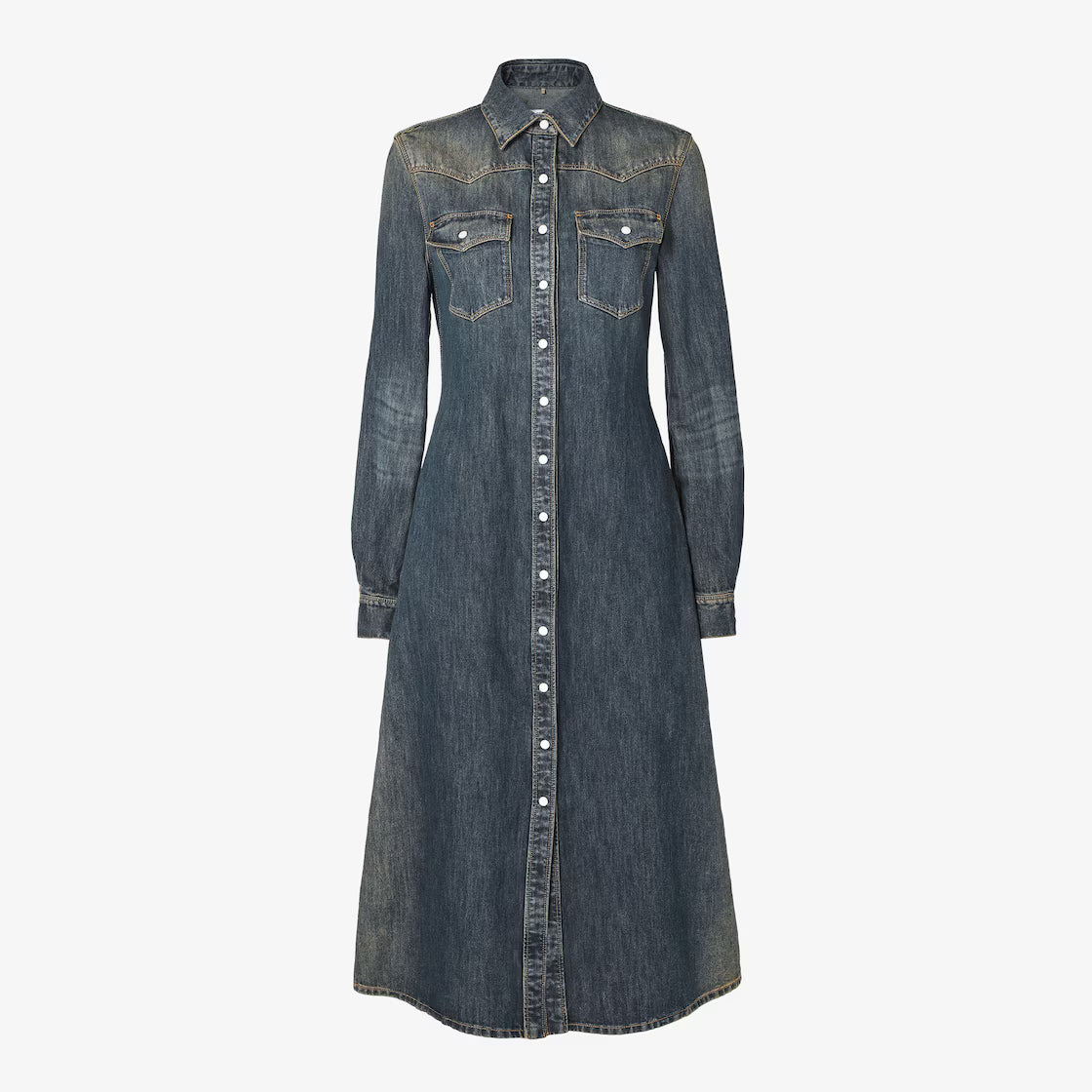 Blue washed denim dress