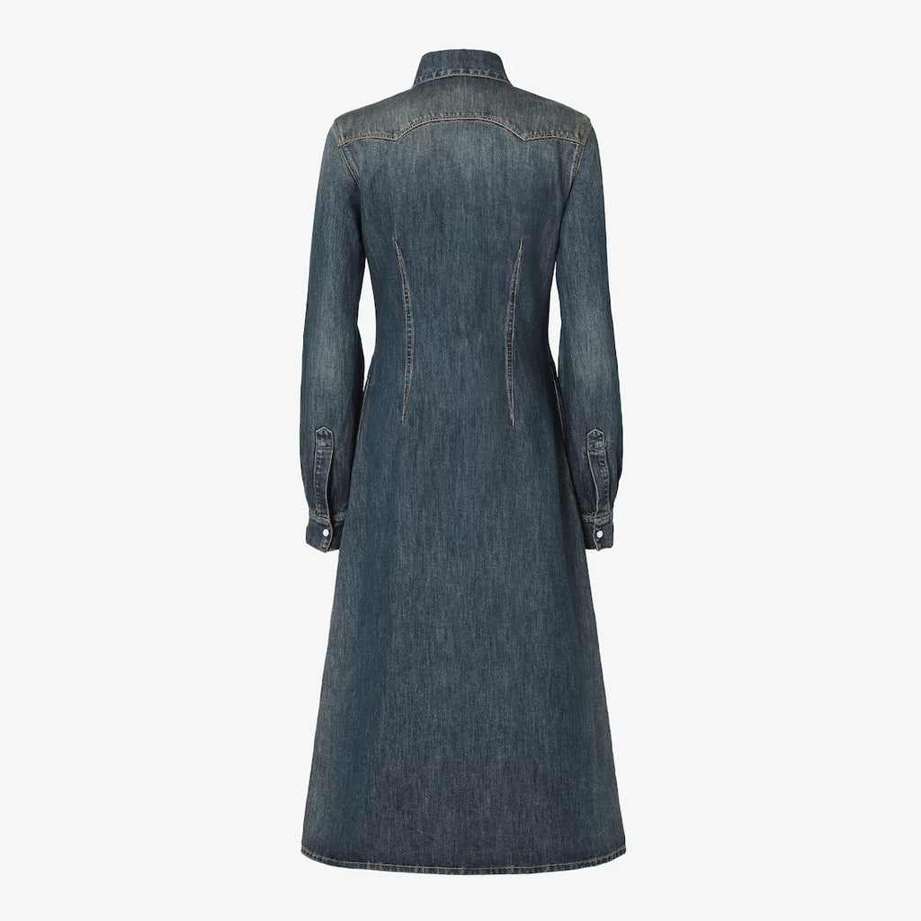 Blue washed denim dress