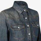 Blue washed denim dress