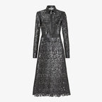 Black macramé leather dress