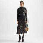 Black macramé leather dress