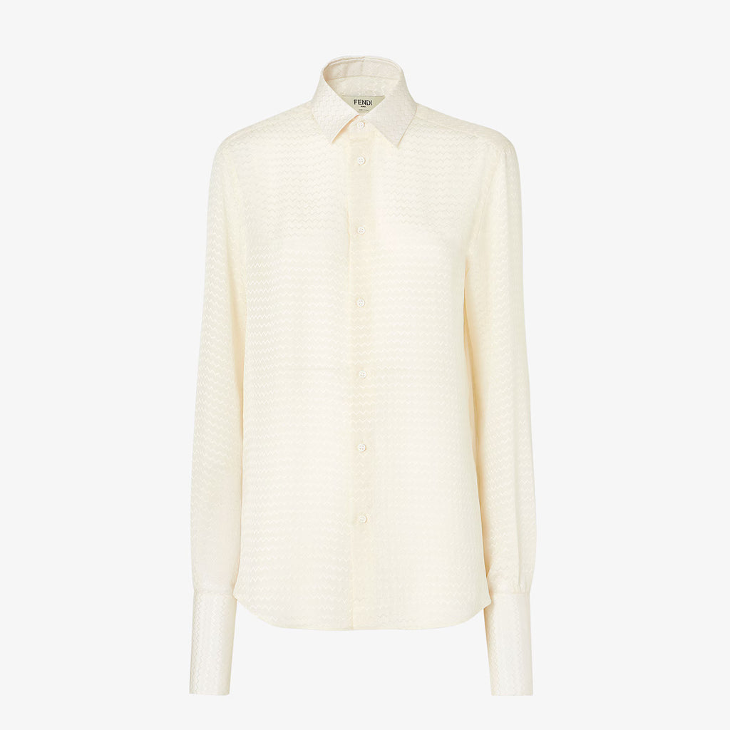 Ivory silk jacquard shirt RUNWAY DELUXE