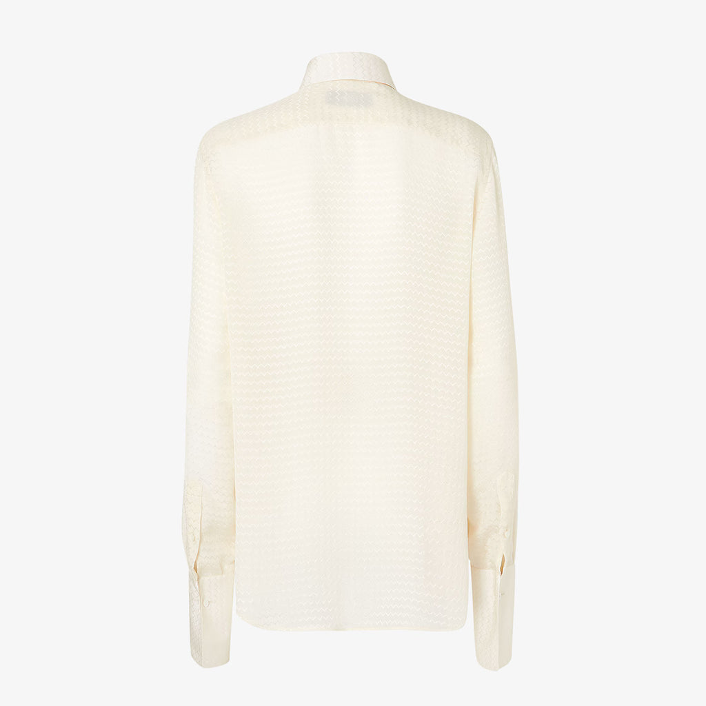 Ivory silk jacquard shirt RUNWAY DELUXE