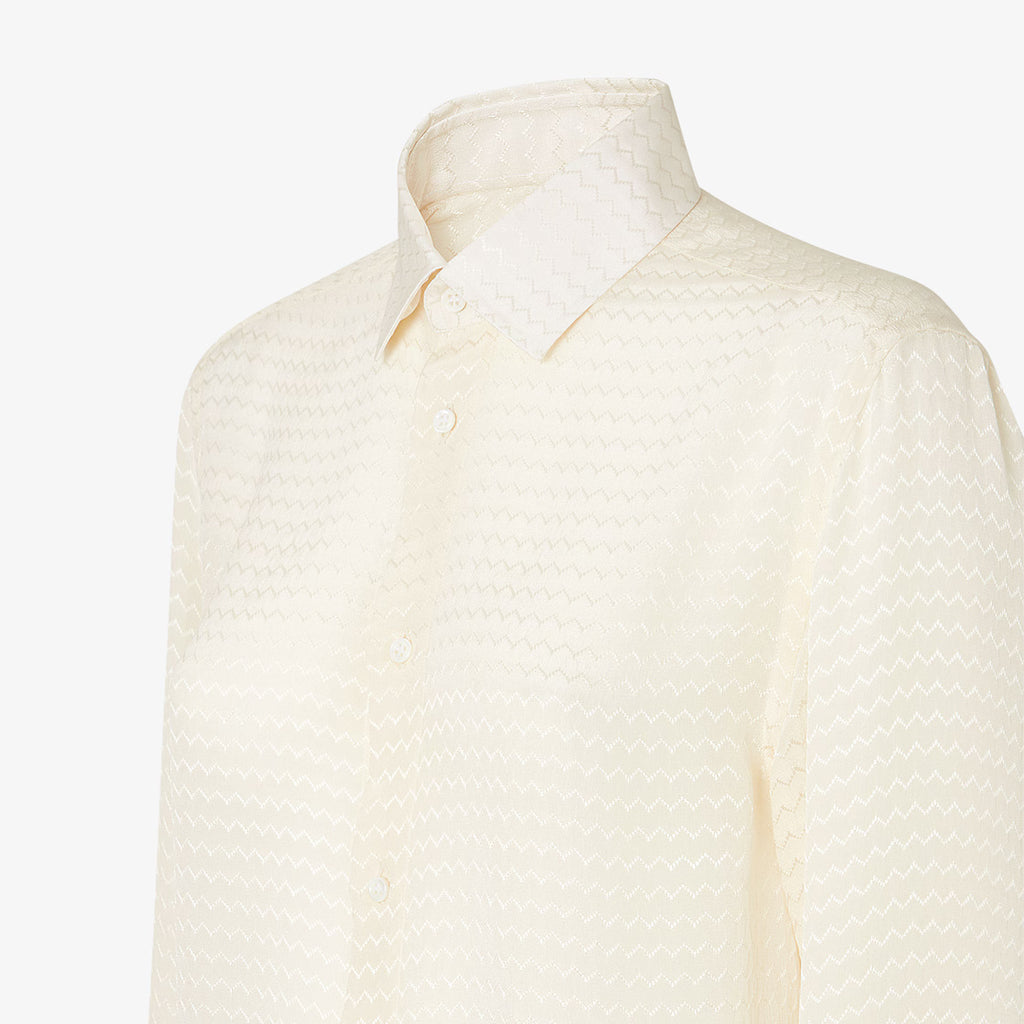 Ivory silk jacquard shirt RUNWAY DELUXE