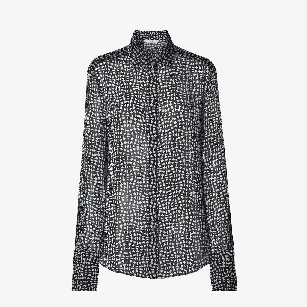 Black printed georgette shirt RUNWAY DELUXE