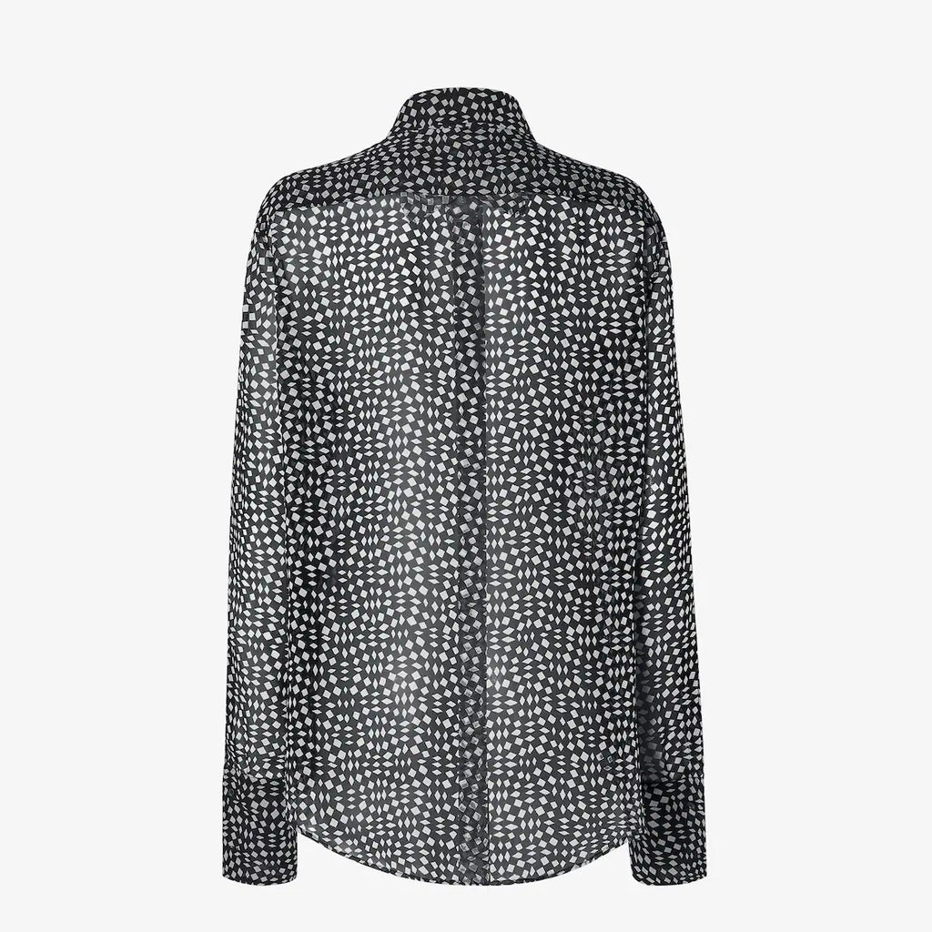 Black printed georgette shirt RUNWAY DELUXE