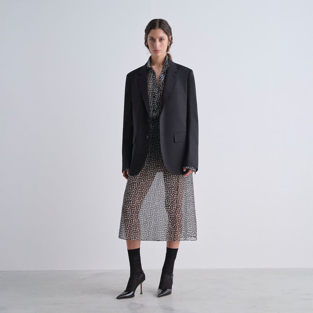 Black printed georgette shirt RUNWAY DELUXE