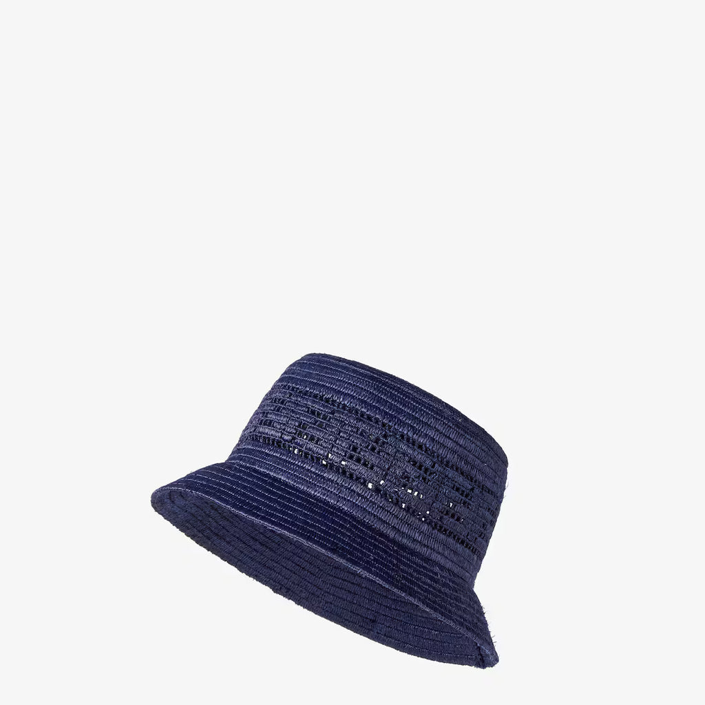 Blue raffia bucket hat