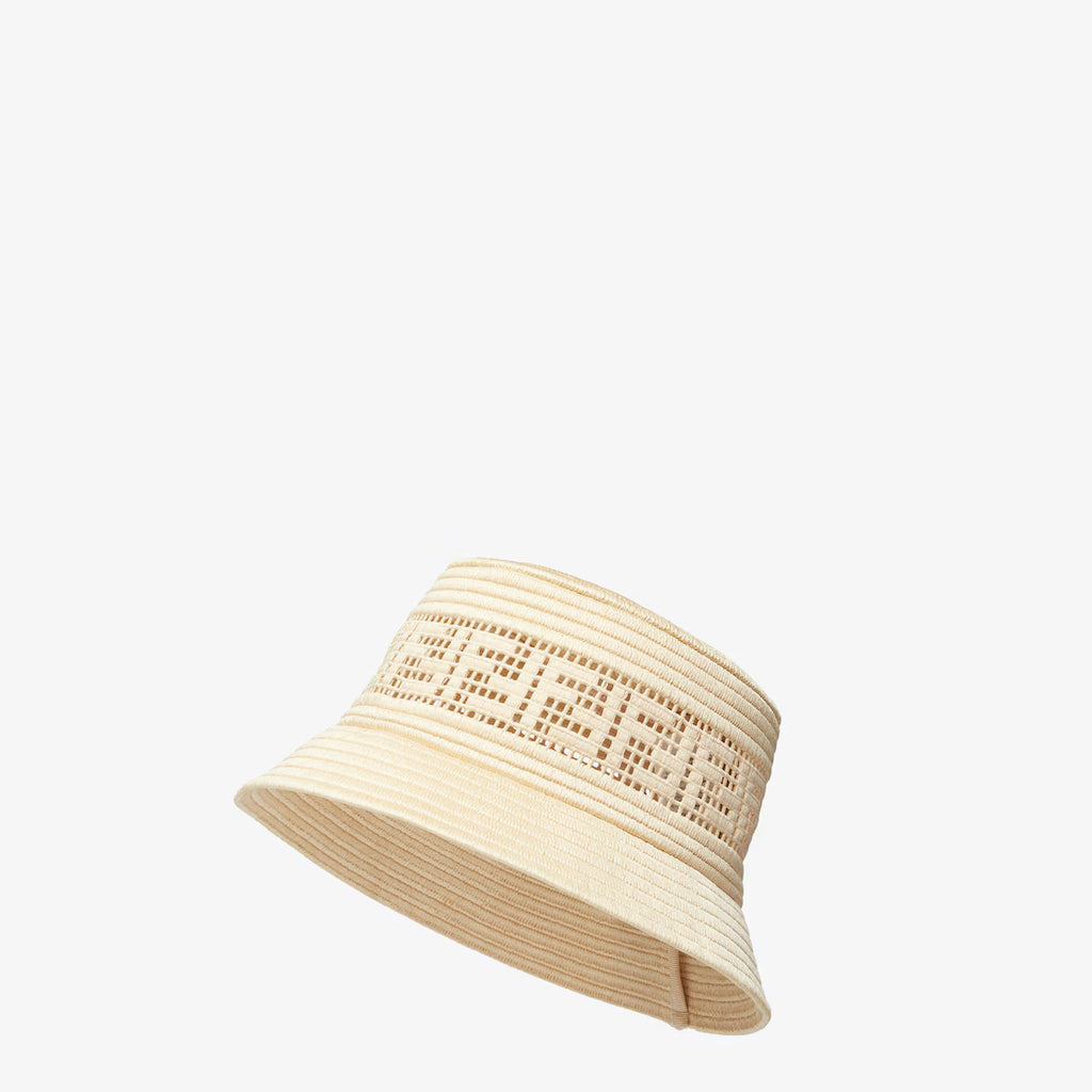 Beige raffia bucket hat