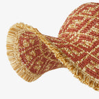 Rust and beige FF raffia hat