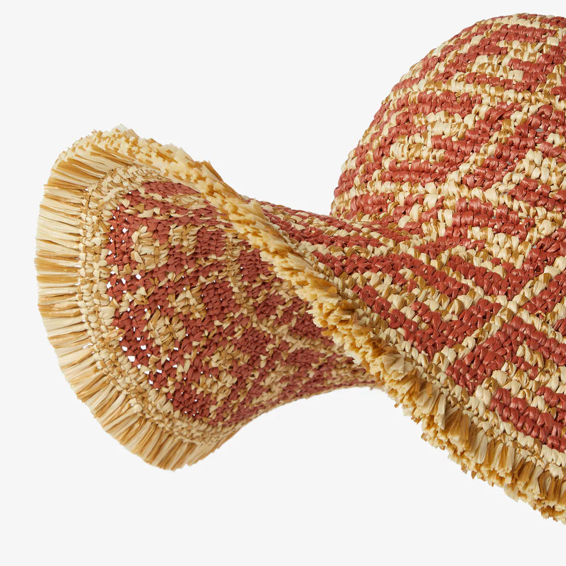 Rust and beige FF raffia hat
