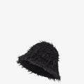 Black shearling-effect wool cloche hat