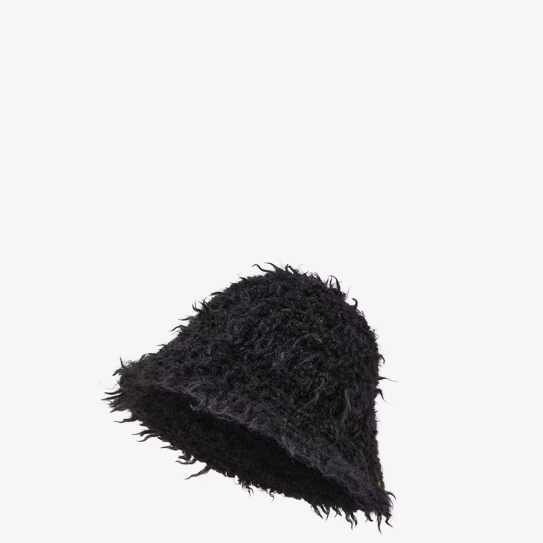 Black shearling-effect wool cloche hat