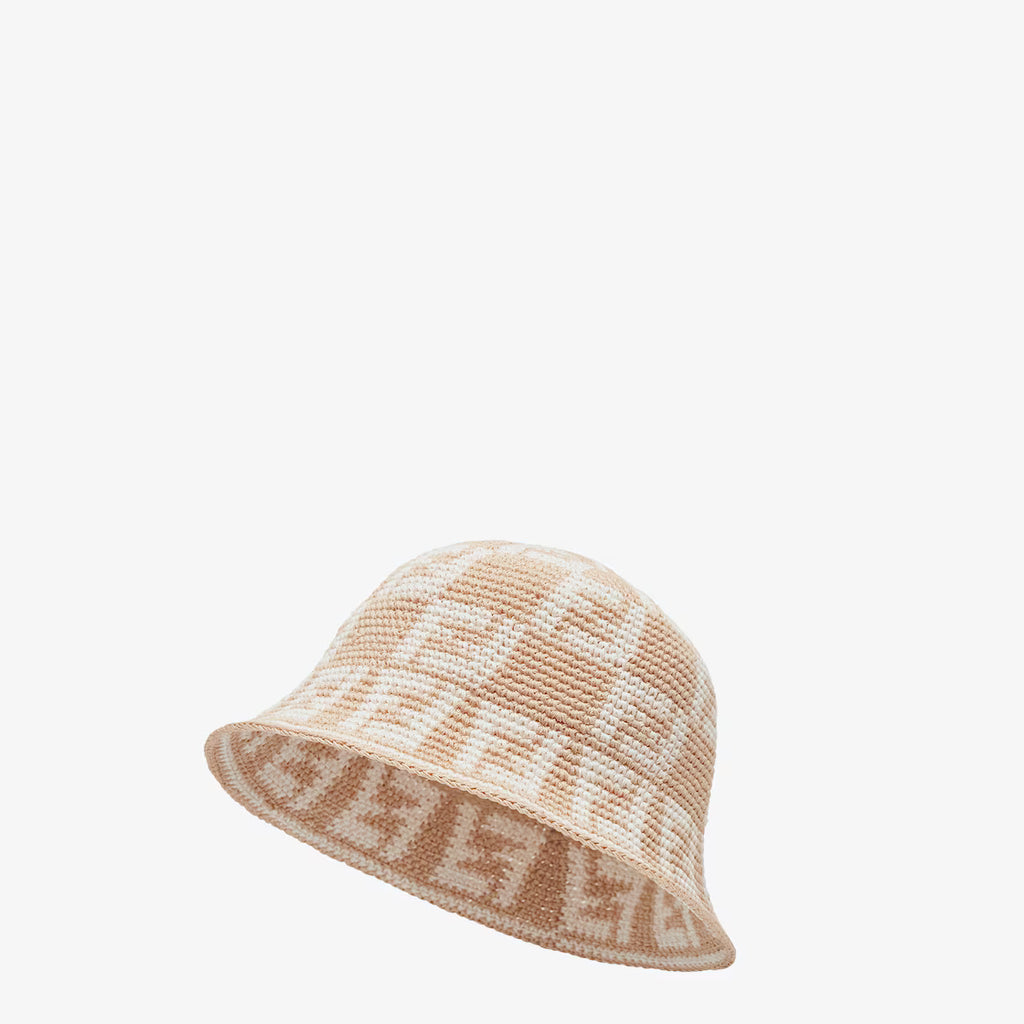 Beige cotton cloche hat