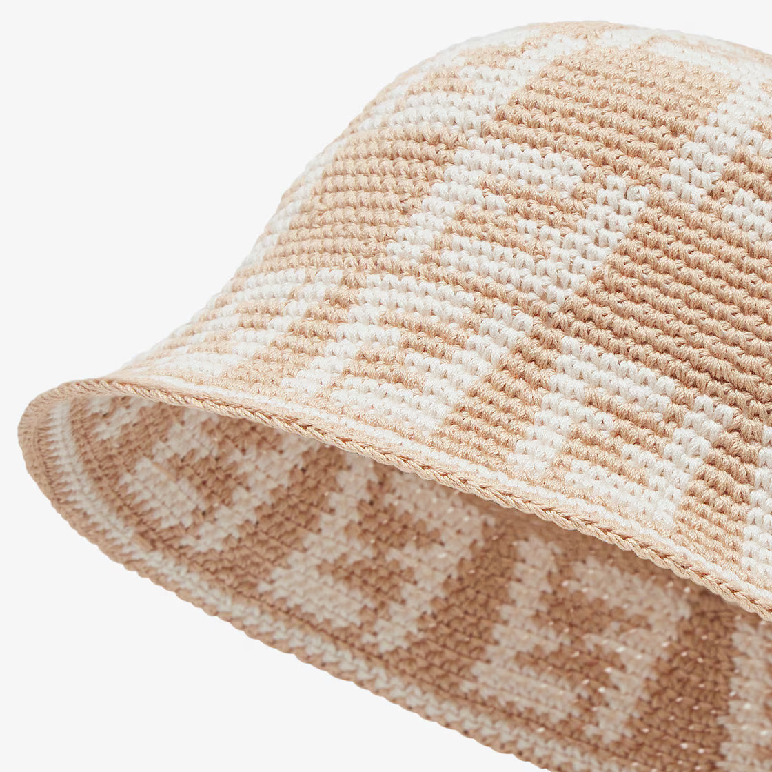 Beige cotton cloche hat