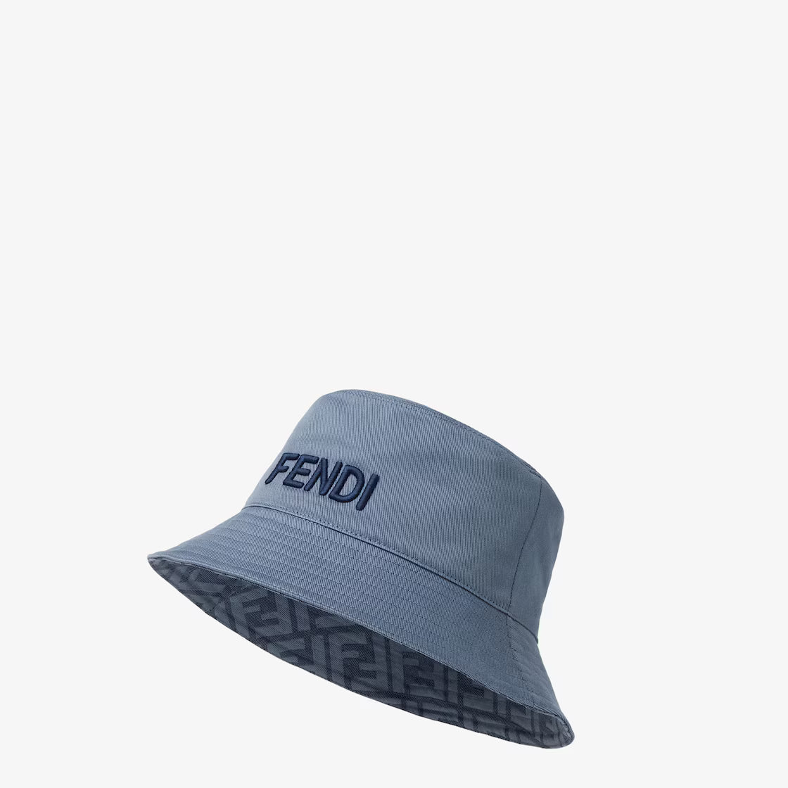 Reversible blue canvas bucket hat