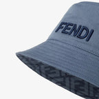 Reversible blue canvas bucket hat