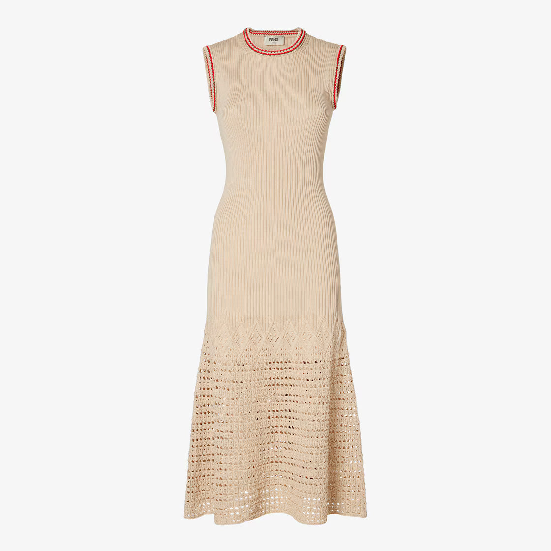 Beige cotton crochet dress
