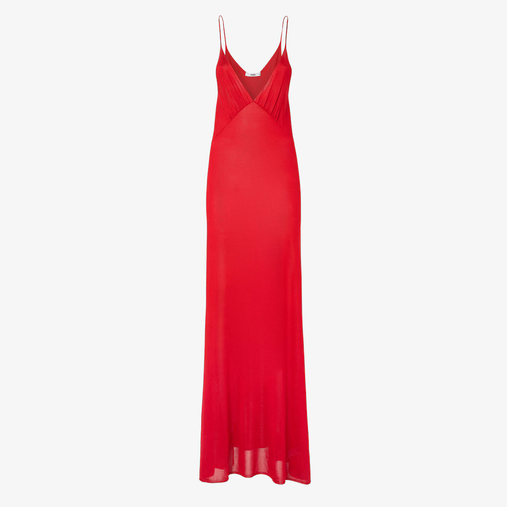 Red silk yarn dress