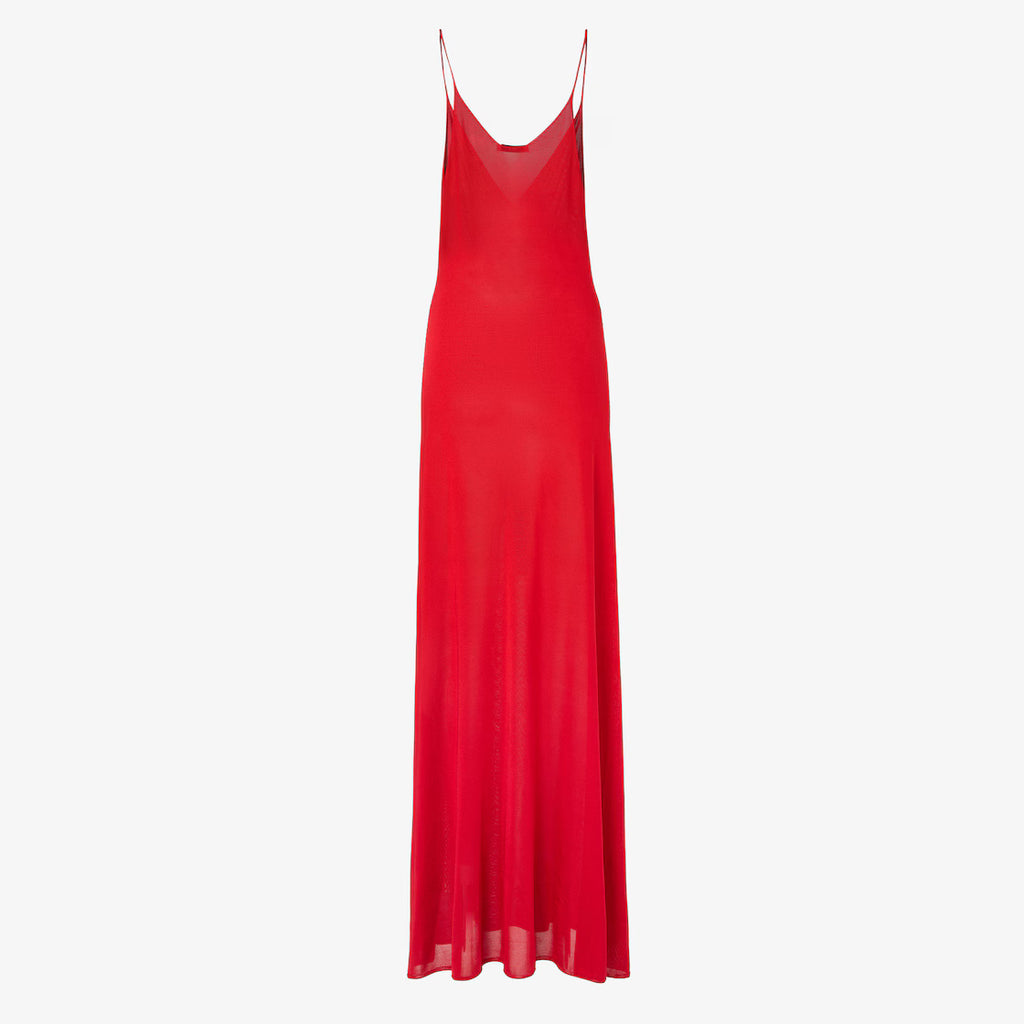 Red silk yarn dress
