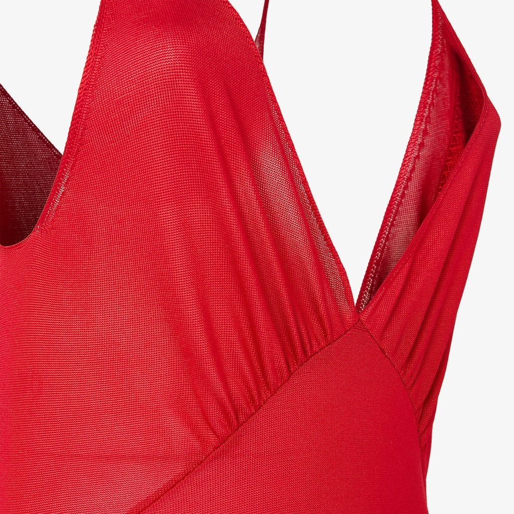 Red silk yarn dress