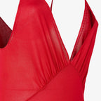 Red silk yarn dress