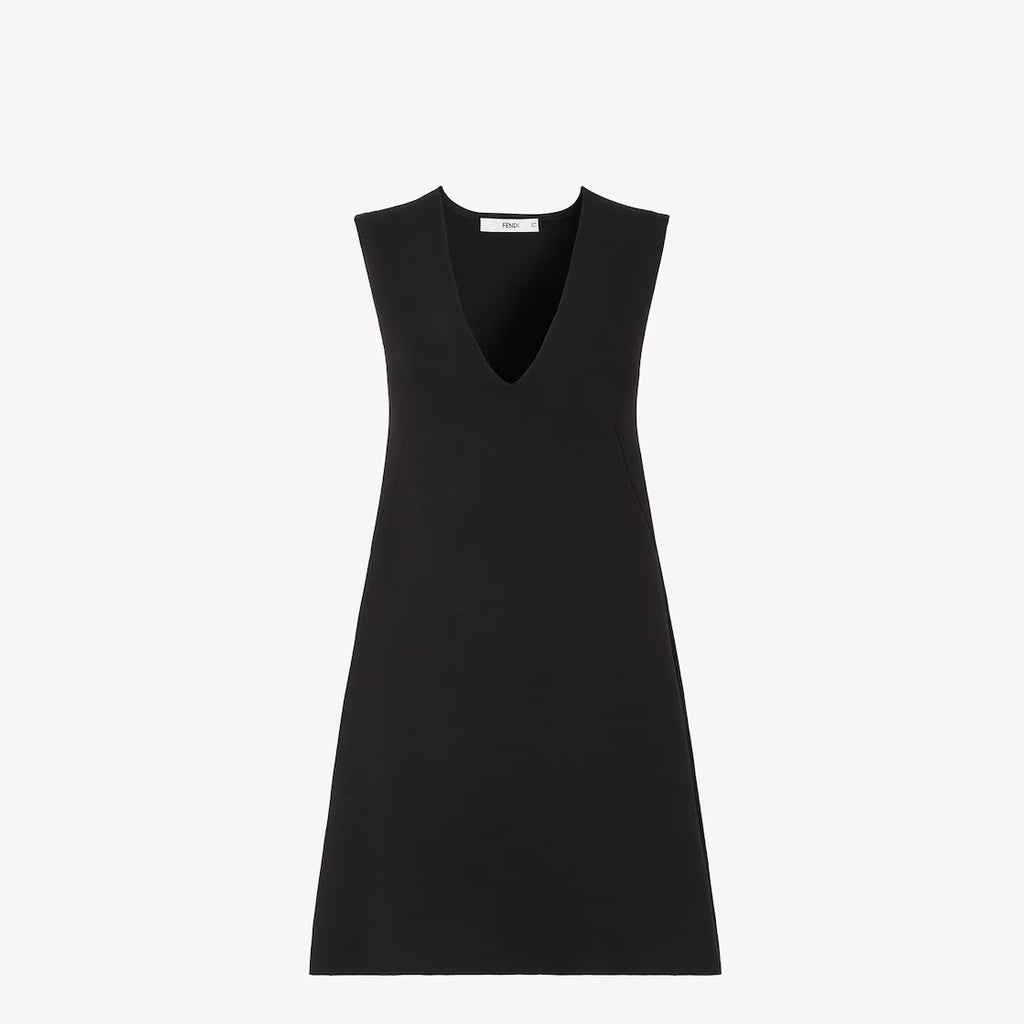 Black wool piqué dress
