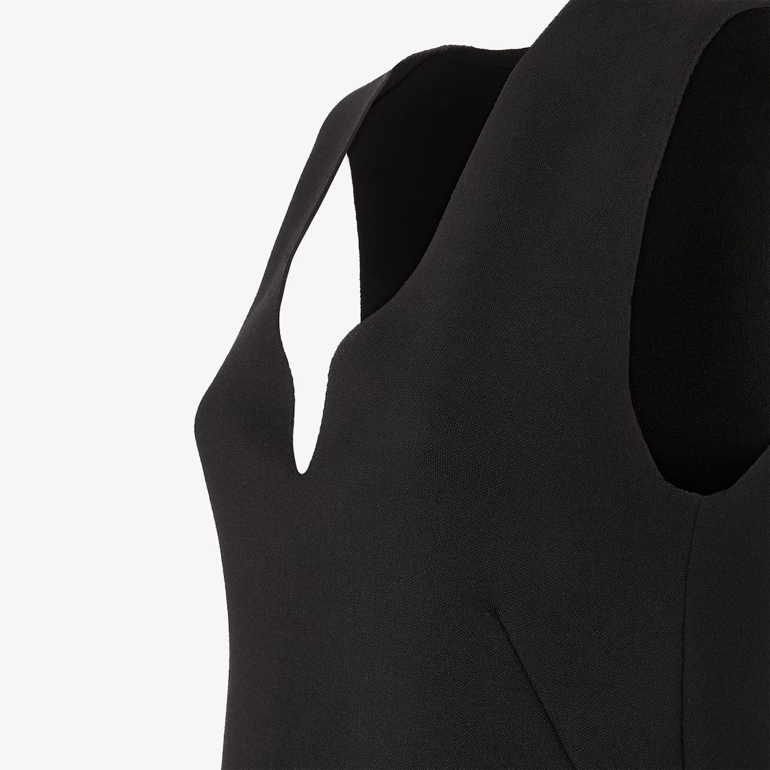 Black wool piqué dress