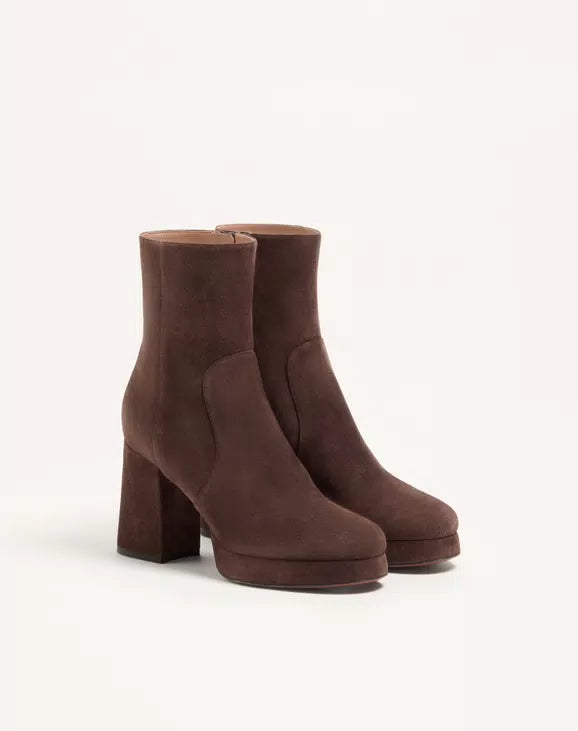Fawcette Platform Ankle Boot In Split Leather 90Mm