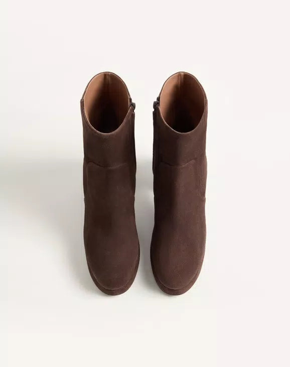 Fawcette Platform Ankle Boot In Split Leather 90Mm