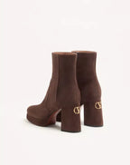 Fawcette Platform Ankle Boot In Split Leather 90Mm