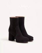 Fawcette Platform Ankle Boot In Split Leather 90Mm
