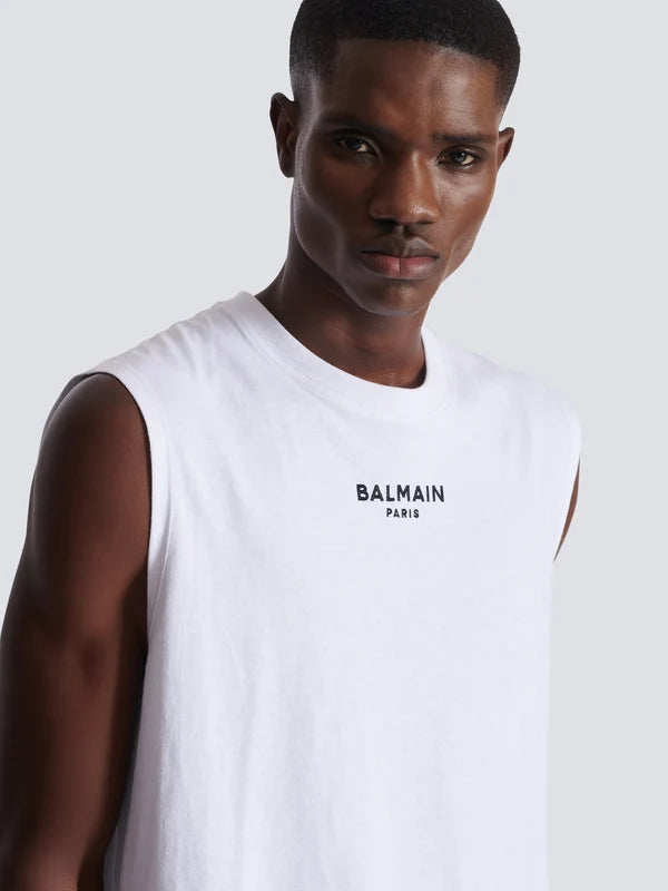 Embroidered Balmain Paris tank top RUNWAY DELUXE